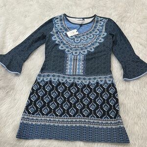 Cabana life blue floral paisley shift dress size medium new with tag